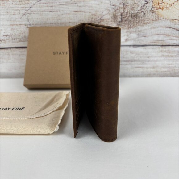 Stay Fine Trifold Wallet Leather Brown Men's - Picture 3 of 9